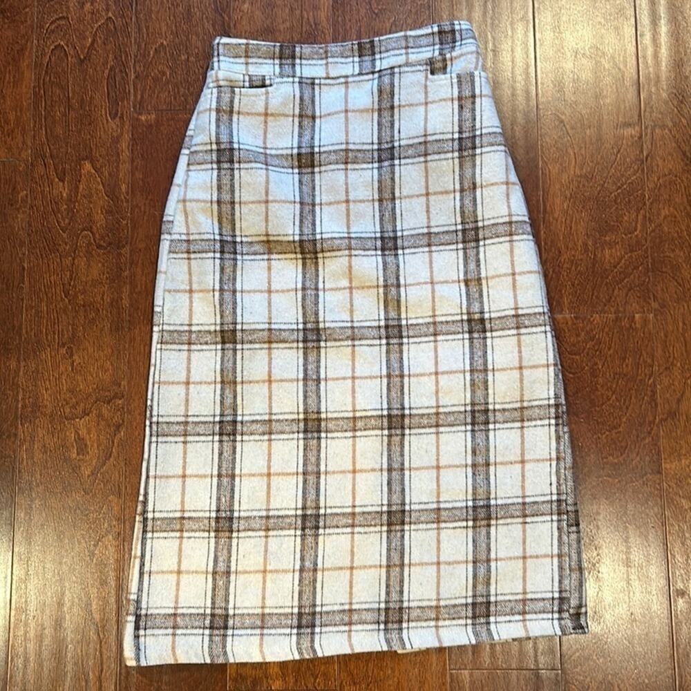 Light Academia Dear YN Cozy Plaid Pencil Skirt, Soft and Snuggly, Size XS